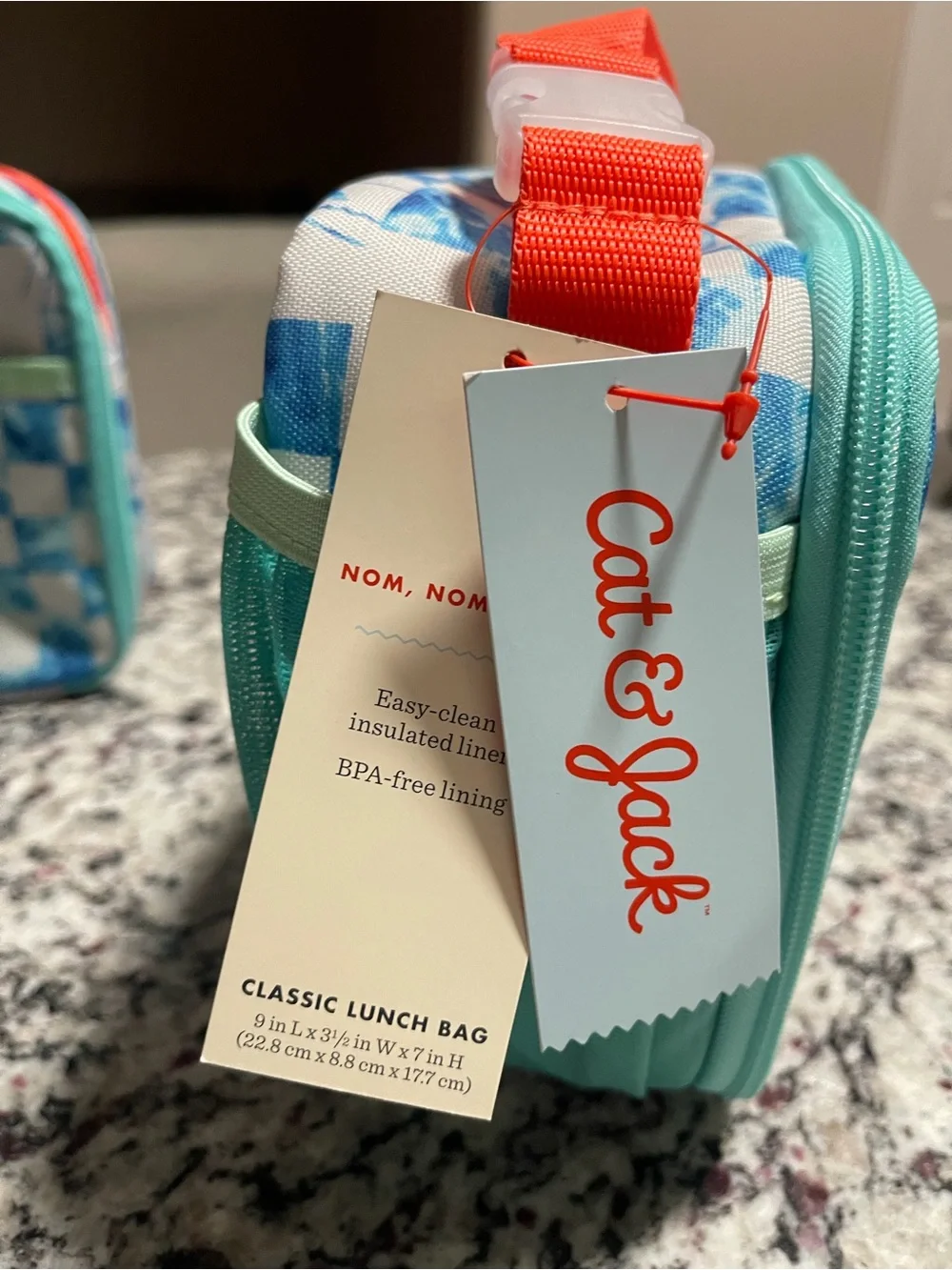 2 Cat & Jack Insulated Kids Lunch Box - Blue Checkered Shark